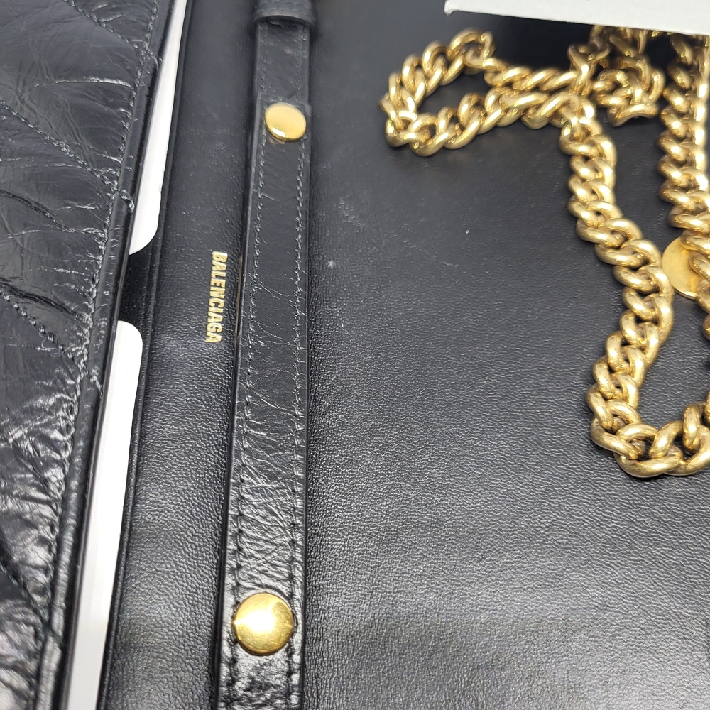 Balenciaga Black Quilted Clutch with Gold Chain. - Picture 12 of 14